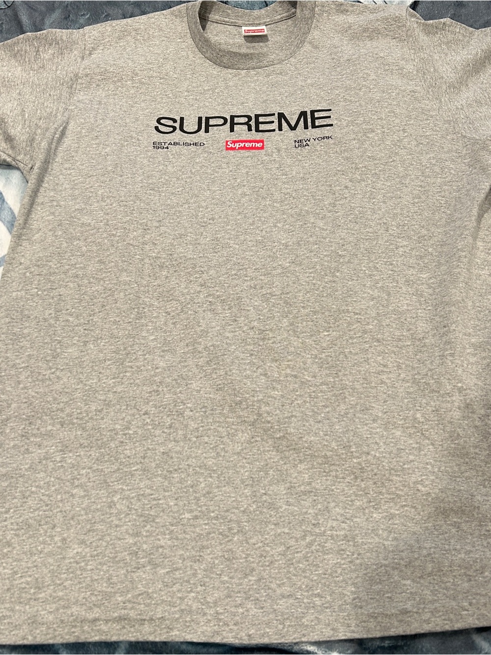 Supreme Grey Tee with Black & Red Logos
